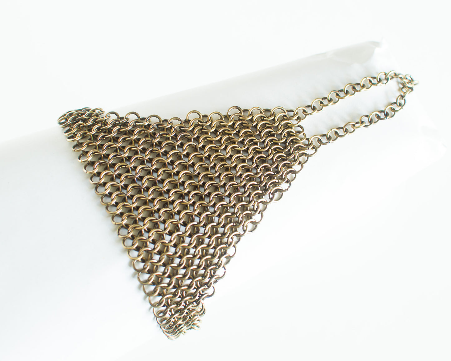 Brass Finger Bracelet Chainmail Triangular Bracelet Chainmaille Handmade Hand Made
