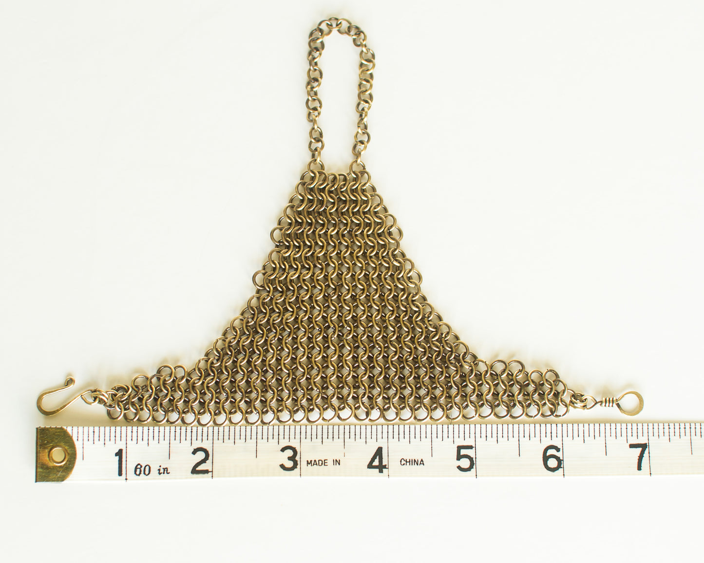 Brass Finger Bracelet Chainmail Triangular Bracelet Chainmaille Handmade Hand Made