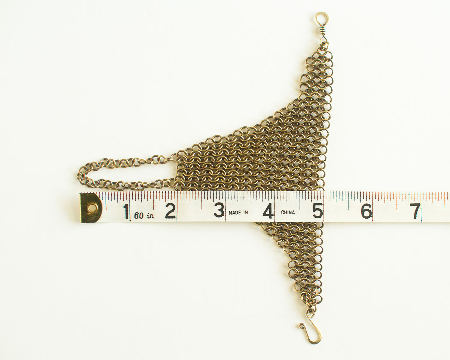 Brass Finger Bracelet Chainmail Triangular Bracelet Chainmaille Handmade Hand Made