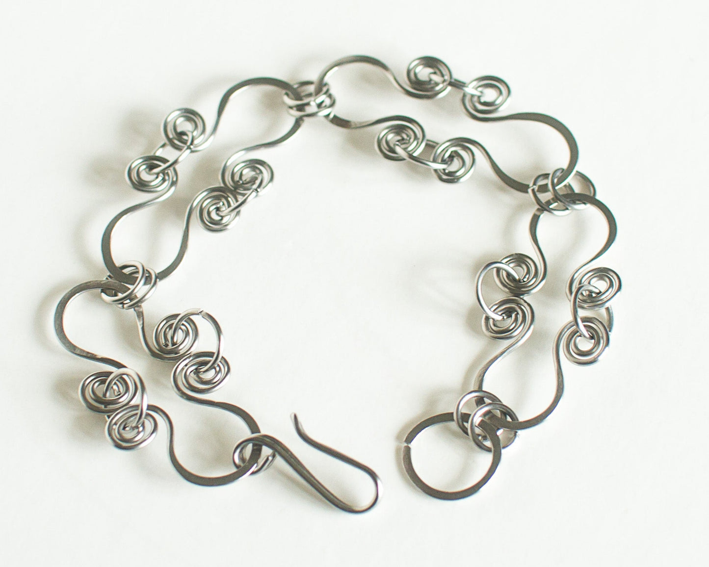 Stainless steel bracelet on a white background