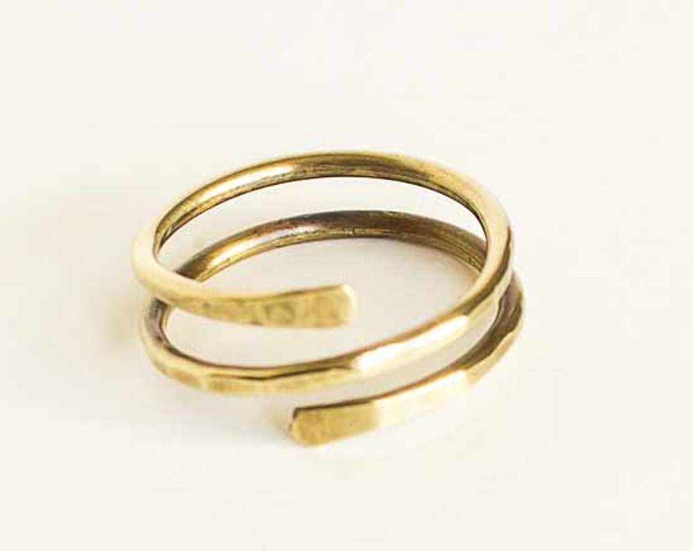 Brass Wire Ring Semi Adjustable Overlapping Ring